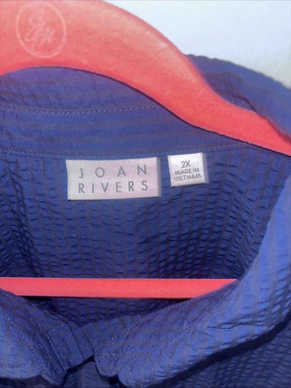 Joan Rivers Navy Textured Button-Front Shirt - Picture 2 of 5
